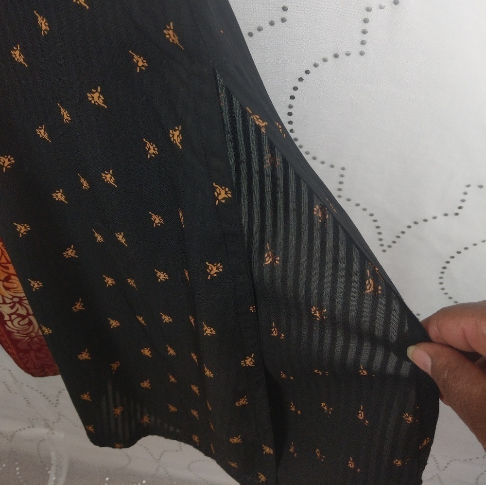 black burgundy& gold short sleeve burnout dress - Picture 8 of 8